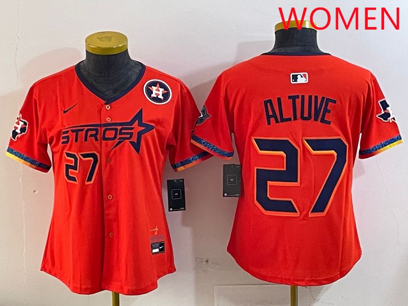 Women Houston Astros 27 Altuve Orange Fourth generation Joint Name Nike 2025 MLB Jersey style 5